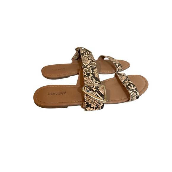 Old Navy Women's Faux-Leather Double-Strap Metal-Hardware Sandals Size 9.5 Snake - Picture 4 of 6